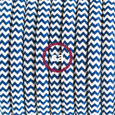Pendel en porcelana, lámpara colgante cable textil ZigZag Azul RZ12