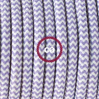 Pendel en porcelana, lámpara colgante cable textil ZigZag Lila RZ07