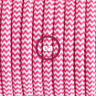 Pendel en porcelana, lámpara colgante cable textil ZigZag Fuchsia RZ08