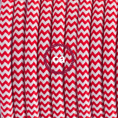 Pendel en porcelana, lámpara colgante cable textil ZigZag Rojo RZ09