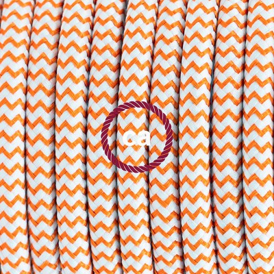 Pendel en porcelana, lámpara colgante cable textil ZigZag Naranja RZ15