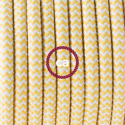 Pendel en porcelana, lámpara colgante cable textil ZigZag Amarillo RZ10