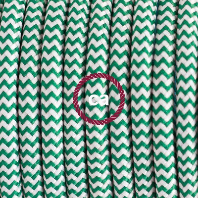 Pendel en porcelana, lámpara colgante cable textil ZigZag Verde RZ06