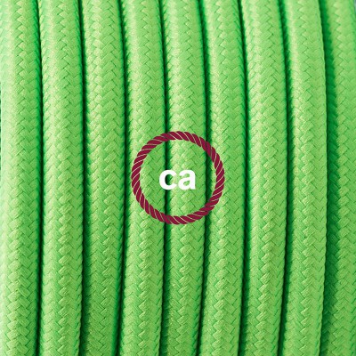 Pendel en porcelana, lámpara colgante cable textil Verde Fluo RF06