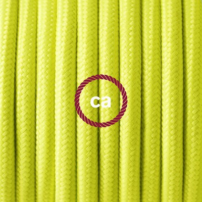 Pendel en porcelana, lámpara colgante cable textil Amarillo Fluo RF10