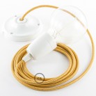 Pendel en porcelana, lámpara colgante cable textil Dorado Glitter RL05