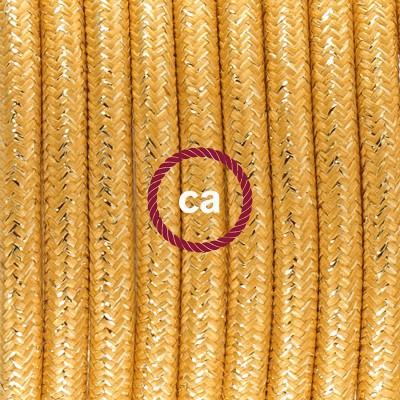 Pendel en porcelana, lámpara colgante cable textil Dorado Glitter RL05