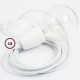 Pendel en porcelana, lámpara colgante cable textil Blanco Glitter RL01