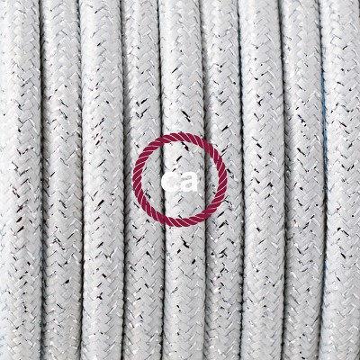 Pendel en porcelana, lámpara colgante cable textil Blanco Glitter RL01