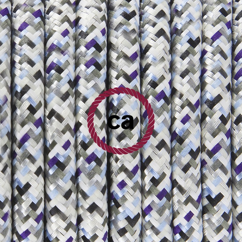 Pendel en porcelana, lámpara colgante cable textil Pixel Hielo RX04