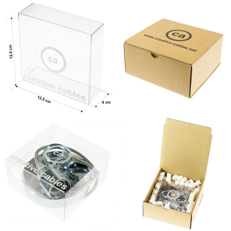 Pendel en porcelana, lámpara colgante cable textil Pixel Hielo RX04