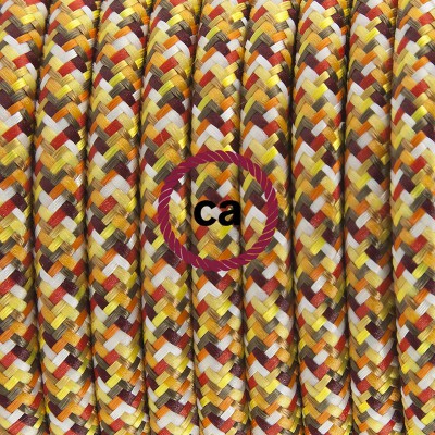 Pendel en porcelana, lámpara colgante cable textil Pixel Naranja RX01
