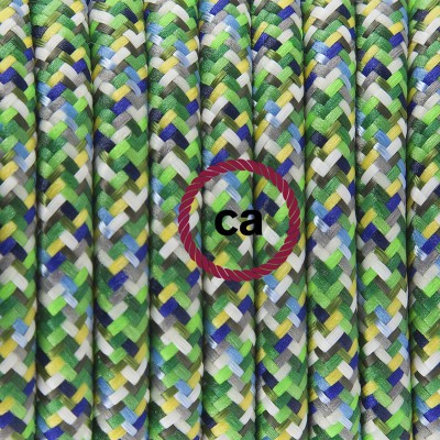 Pendel en porcelana, lámpara colgante cable textil Pixel Verde RX05