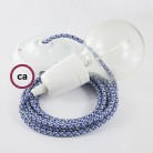 Pendel en porcelana, lámpara colgante cable textil Pixel Turquesa RX03