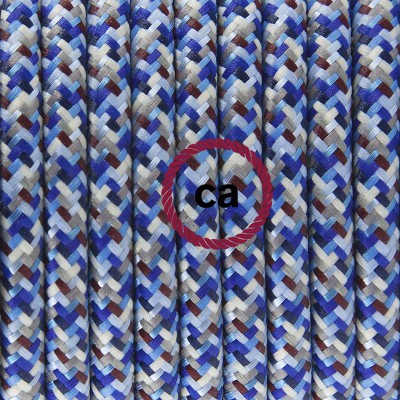 Pendel en porcelana, lámpara colgante cable textil Pixel Turquesa RX03