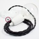 Pendel en porcelana, lámpara colgante cable textil Negro en Algodón TC04