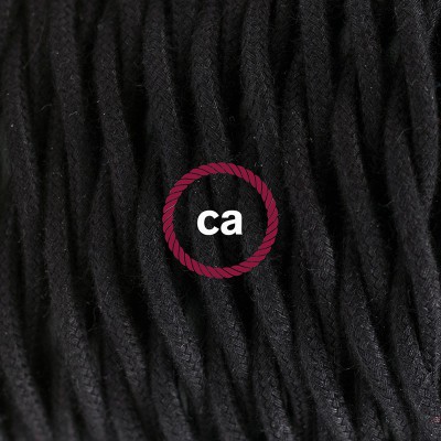 Pendel en porcelana, lámpara colgante cable textil Negro en Algodón TC04