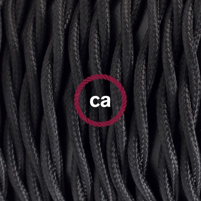 Pendel en porcelana, lámpara colgante cable textil Negro en tejido Efecto Seda TM04