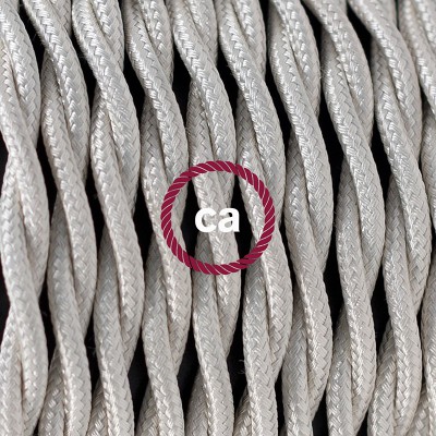 Pendel en porcelana, lámpara colgante cable textil Marfil en tejido Efecto Seda TM00