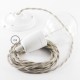 Pendel en porcelana, lámpara colgante cable textil Gris pardo en Algodón TC43
