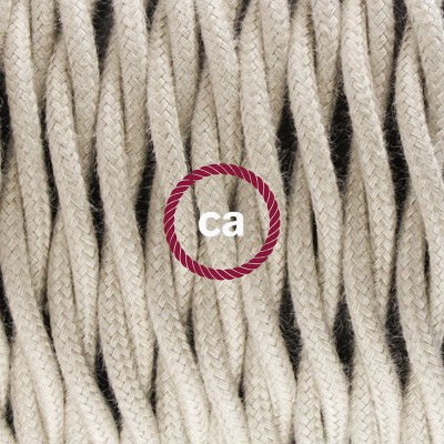 Pendel en porcelana, lámpara colgante cable textil Gris pardo en Algodón TC43
