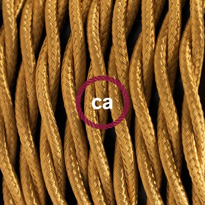 Pendel en porcelana, lámpara colgante cable textil Dorado en tejido Efecto Seda TM05