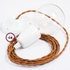 Pendel en porcelana, lámpara colgante cable textil Whiskey en tejido Efecto Seda TM22