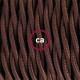 Pendel en porcelana, lámpara colgante cable textil Marrón en tejido Efecto Seda TM13