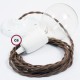 Pendel en porcelana, lámpara colgante cable textil Marrón en Algodón TC13