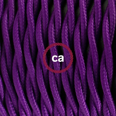 Pendel en porcelana, lámpara colgante cable textil Púrpura en tejido Efecto Seda TM14