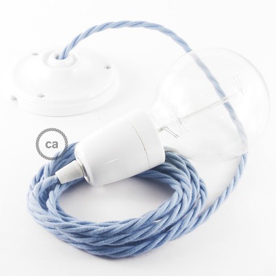 Pendel en porcelana, lámpara colgante cable textil Oceano en Algodón TC53