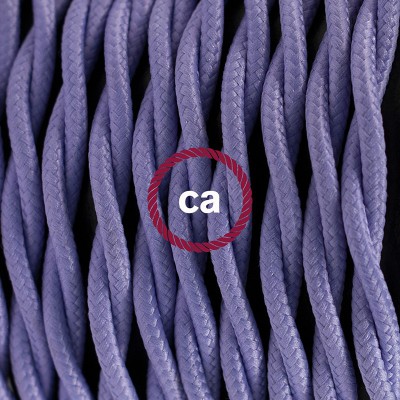 Pendel en porcelana, lámpara colgante cable textil Lila en tejido Efecto Seda TM07