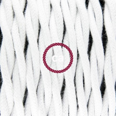 Pendel en porcelana, lámpara colgante cable textil Blanco en Algodón TC01