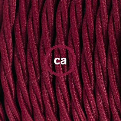 Pendel en porcelana, lámpara colgante cable textil Bordeos en tejido Efecto Seda TM19