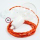 Pendel en porcelana, lámpara colgante cable textil Naranja en tejido Efecto Seda TM15