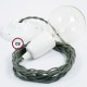 Pendel en porcelana, lámpara colgante cable textil Gris Verde en Algodón TC63