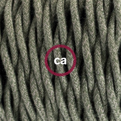 Pendel en porcelana, lámpara colgante cable textil Gris Verde en Algodón TC63