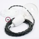 Pendel en porcelana, lámpara colgante cable textil Antracita en Lino Natural TN03