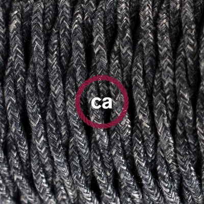 Pendel en porcelana, lámpara colgante cable textil Antracita en Lino Natural TN03