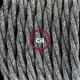 Pendel en porcelana, lámpara colgante cable textil Gris en Lino Natural TN02
