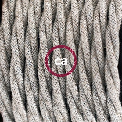 Pendel en porcelana, lámpara colgante cable textil Neutro en Lino Natural TN01