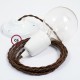 Pendel en porcelana, lámpara colgante cable textil Negro e Whiskey en tejido Efecto Seda TZ22