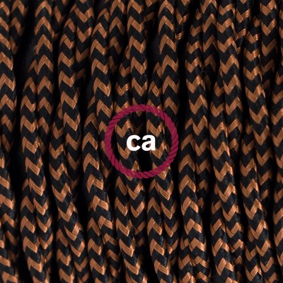 Pendel en porcelana, lámpara colgante cable textil Negro e Whiskey en tejido Efecto Seda TZ22