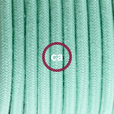 Pendel en porcelana, lámpara colgante cable textil Leche y Menta en Algodón RC34