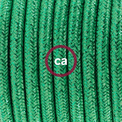 Pendel en porcelana, lámpara colgante cable textil Verde Glitter RL06