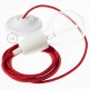 Pendel en porcelana, lámpara colgante cable textil Rojo Glitter RL09