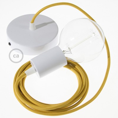 Pendel único, lámpara colgante cable textil Mostaza Efecto Seda RM25