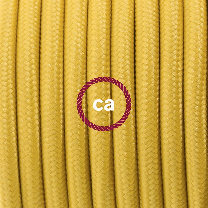 Pendel único, lámpara colgante cable textil Mostaza Efecto Seda RM25