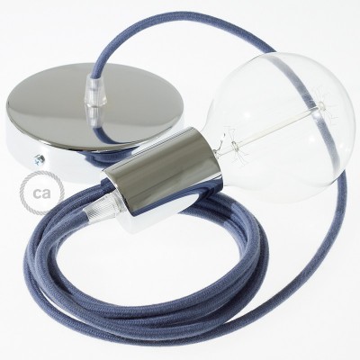 Pendel único, lámpara colgante cable textil Gris Piedra Algodón RC30