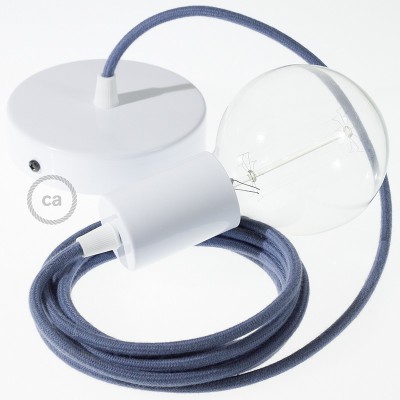 Pendel único, lámpara colgante cable textil Gris Piedra Algodón RC30
